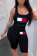 Black Casual Sportswear Print Patchwork U Neck Sleeveless Two Pieces