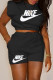 Black Fashion Casual Print Basic O Neck Sleeveless Two Pieces