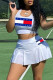 White Casual Print Patchwork U Neck Sleeveless Two Pieces