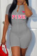 Grey Fashion Casual Letter Print Basic Zipper Collar Skinny Romper