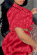 Red Fashion Casual Basic Short Sleeve Two Pieces (With Turban)