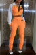 Orange Casual Print Patchwork Turndown Collar Long Sleeve Two Pieces