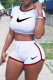 White Casual Sportswear Embroidery Basic O Neck Short Sleeve Two Pieces