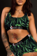 Green Sexy Print Patchwork U Neck Sleeveless Two Pieces