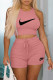 Pink Casual Sportswear Print Basic O Neck Sleeveless Two Pieces