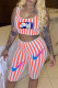 Orange Casual Sportswear Print Basic U Neck Sleeveless Two Pieces