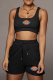 Black Casual Print Patchwork U Neck Sleeveless Two Pieces