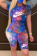 Purple Fashion Casual Letter Print Basic O Neck Short Sleeve Two Pieces