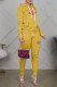 Yellow Fashion Casual Patchwork Basic Hooded Collar Long Sleeve Two Pieces