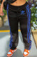 Blue Fashion Casual Print Patchwork Straight Bottoms