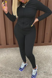 Grey Fashion Casual Solid Basic Hooded Collar Long Sleeve Two Pieces