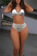 White Fashion Sexy Print Backless Swimwears Four-piece Set