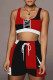 Red Casual Sportswear Color Lump Printing O Neck Sleeveless Two Pieces