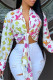 Colour Fashion Casual Print Bandage V Neck Tops