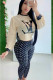 multicolor Casual Two Piece Suits Print pencil Long Sleeve Two-piece Pants Set