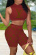 Brown Fashion Casual Print Vests Half A Turtleneck Sleeveless Two Pieces