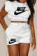 White Fashion Casual Print Basic O Neck Sleeveless Two Pieces