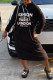 Black White Fashion Casual Print Basic Hooded Collar Long Sleeve Dresses