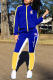 Blue Casual Print Patchwork Zipper Collar Long Sleeve Two Pieces