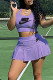 Purple Elegant Letter Asymmetrical U Neck Sleeveless Two Pieces