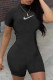 Black Fashion Casual Solid Embroidered Half A Turtleneck Skinny Romper