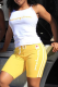 Yellow Street Print Patchwork Spaghetti Strap Sleeveless Two Pieces