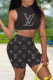 Black Fashion Casual Print Vests Half A Turtleneck Sleeveless Two Pieces