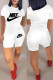 White Fashion Casual Print Basic O Neck Short Sleeve Two Pieces