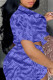 Purple Fashion Casual Basic Short Sleeve Two Pieces (With Turban)