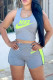 Grey Casual Sportswear Print Vests U Neck Sleeveless Two Pieces