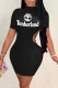 Black Fashion Sexy Print Backless Half A Turtleneck Short Sleeve Dress