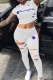 White Sportswear Print Ripped Hooded Collar Short Sleeve Two Pieces