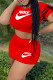 Red Fashion Casual Print Patchwork O Neck Short Sleeve Two Pieces