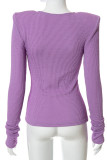 Purple Sexy Solid Patchwork O Neck Tops