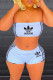 White Casual Solid Printing Strapless Two Pieces