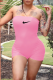 Pink Sexy Print Patchwork Strapless Skinny Rompers