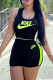Black Casual Sportswear Print Vests U Neck Sleeveless Two Pieces