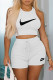 White Casual Sportswear Print Basic O Neck Sleeveless Two Pieces