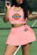 Pink Casual Sportswear Print Vests U Neck Sleeveless Two Pieces