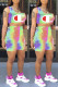 Yellow Casual Sportswear Print Tie-dye U Neck Sleeveless Two Pieces