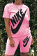 Pink Casual Print Patchwork O Neck Short Sleeve Two Pieces
