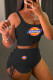Black Fashion Casual Print Vests O Neck Sleeveless Two Pieces