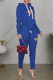 Blue Fashion Casual Patchwork Basic Hooded Collar Long Sleeve Two Pieces