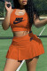 Orange Elegant Letter Asymmetrical U Neck Sleeveless Two Pieces