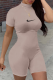 Grey Casual Print Draw String Half A Turtleneck Skinny Rompers