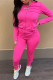 Rose Red Fashion Casual Solid Basic Hooded Collar Long Sleeve Two Pieces