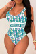 Green Fashion Sexy Print Backless Swimwears