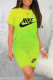 Green Fashion Casual Gradual Change Letter Print Basic O Neck Short Sleeve Two Pieces