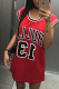 Red Sportswear Print Patchwork O Neck Straight Dresses