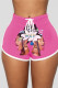 Rose Red Street Print Patchwork Loose Mid Waist Conventional Positioning Print Bottoms